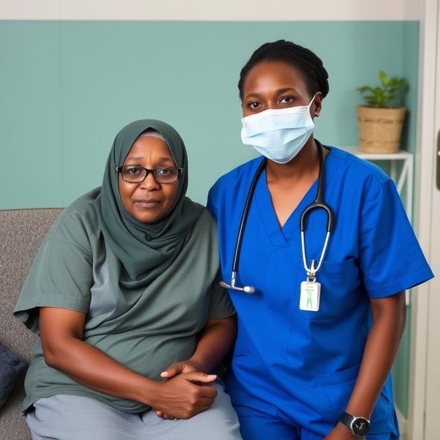 Senior receiving medication