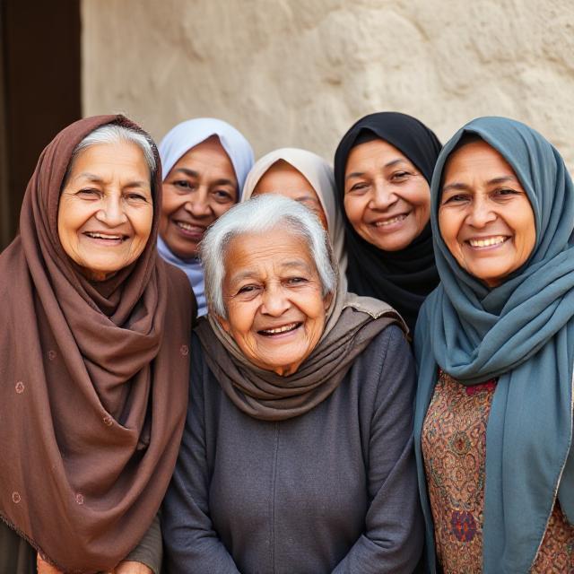 Senior sharing stories with family